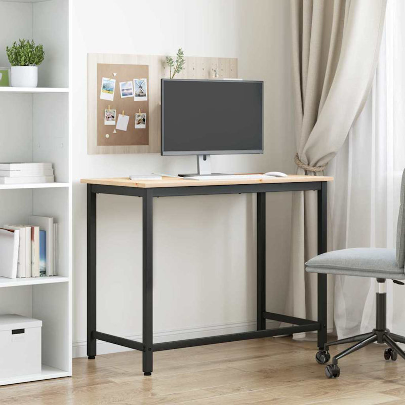 Metal Base Writing Desk, Natural