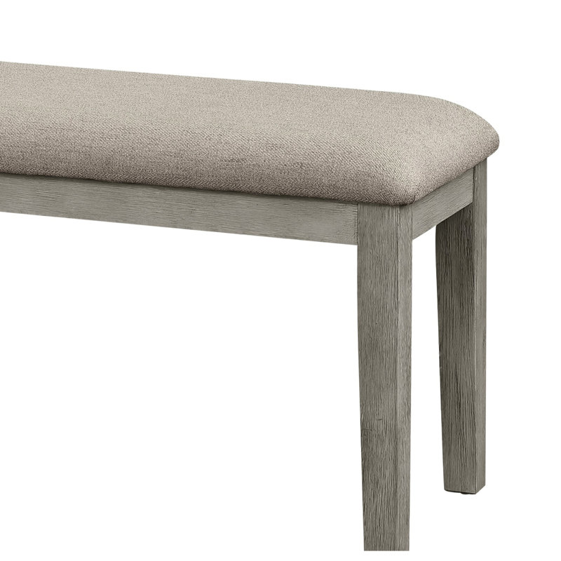 Fabric Seat Dining Bench With Gray Finish Wooden Frame And 100% For Room Upholstered, Gray