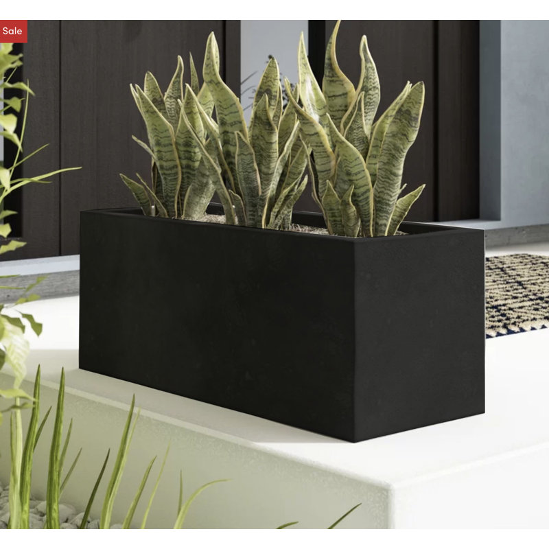 Magda Handmade Planter Box, 8" H x 20" W x 8" D, Black
