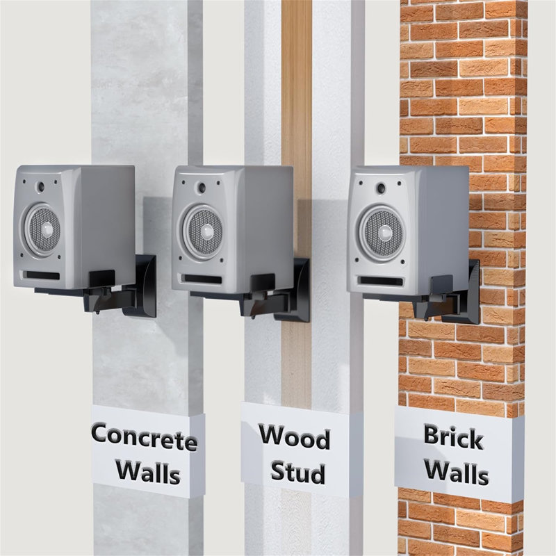 15.88cm Fixed Height Speaker Stand Wall Mounts, Dual Side Clamping Bookshelf Mounting Bracket For Large Surrounding Sound Speakers, Retractable Speaker Bracket, Angle Adjustable, Holds Up To 25 Kg, 1 Pair