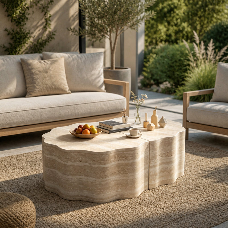 Tables d'appoint rondes, ensemble de 2 tables d'appoint en bois, table de bout gigogne pour salon, tables d'appoint minimalistes, bureau d'appoint, balcon, sans assemblage, beige