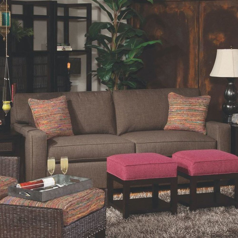 Ellora Upholstered 81'' Sofa, Java Finish, Air Dream Mattress, Elite Ash; 0321-83