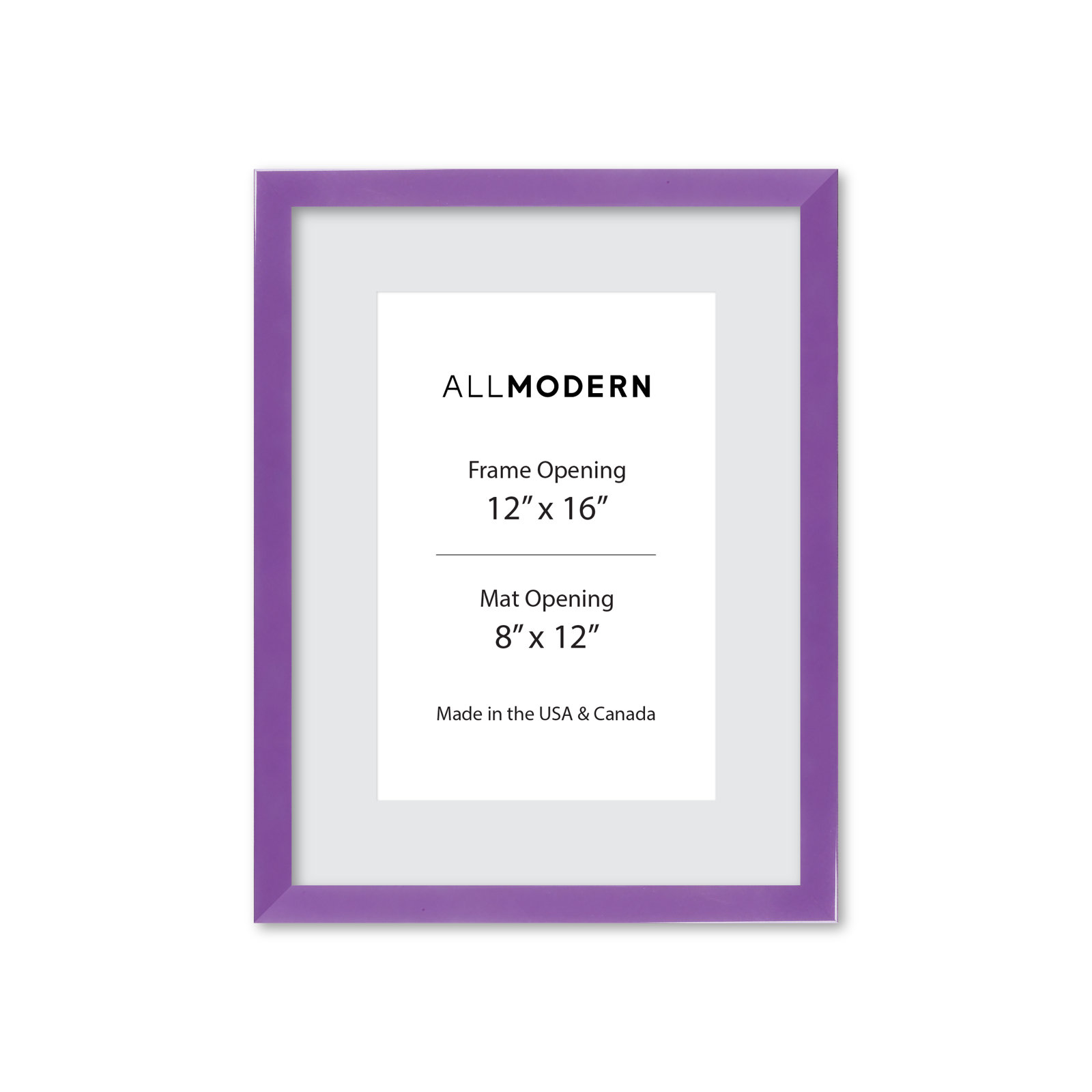 Williston Solid Wood Picture Frame with Mat, 13.75" W x 17.75" H, Plum Purple, Yes