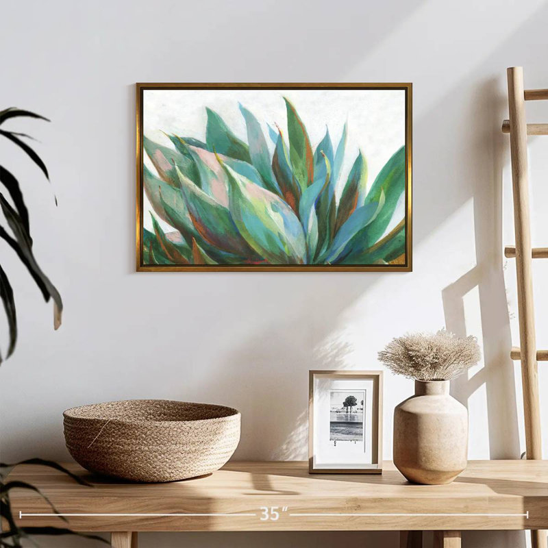 Agave vibrant, 19 po x 13 po, Cadre flottant doré