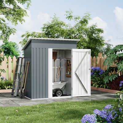 Remise de rangement extérieure 5 x 3 pi, remise à outils de jardin en métal robuste avec porte verrouillable et évent, remise de jardin résistante aux intempéries pour les outils, l'équipement d'entretien de la pelouse et les accessoires de patio (sans plancher)