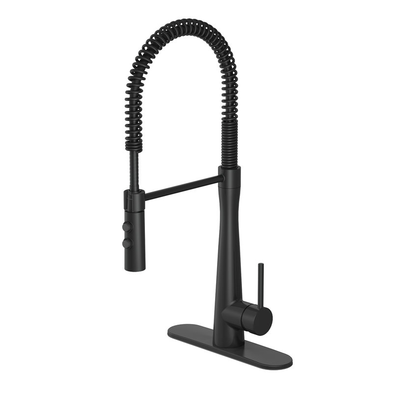 Robinet de cuisine rétractable avec distributeur de savon Vetta, Noir mat