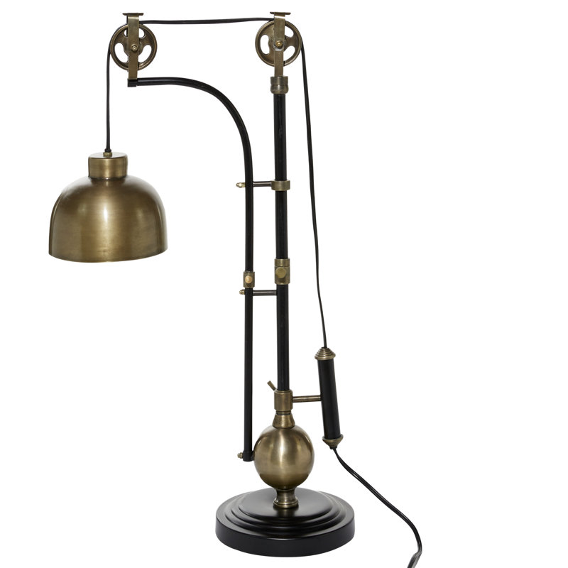 Lampe de table en aluminium et poulie noire