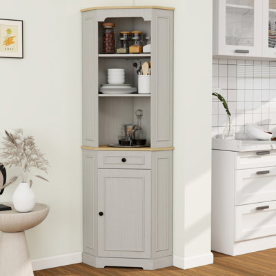68" Farmhouse Corner Cabinet For Kitchen, Laundry Room