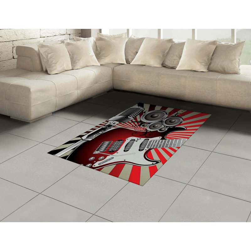 Music High Density Long Fiber Poly Threads Decorative Area Rug Carpet, Rectangle 4' x 5'8"