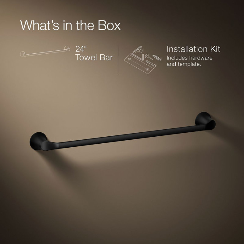 Simplice Towel Bar, 24"W, Matte Black