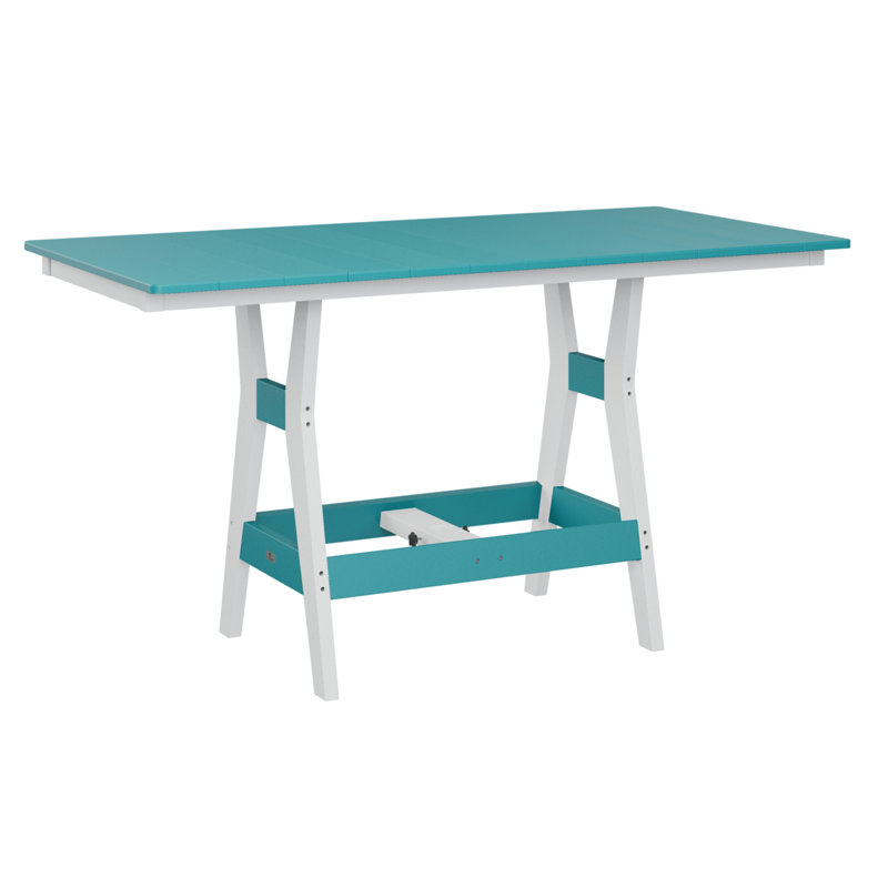 Table rectangulaire à hauteur de comptoir Camuba, H 35,5 po x l 66 po x P 33 po, Bleu Aruba