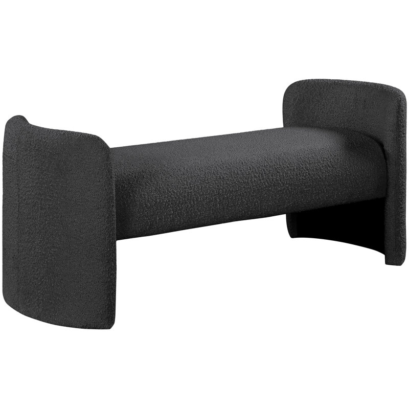 Peyton Boucle Fabric Bench, Black Boucle Fabric