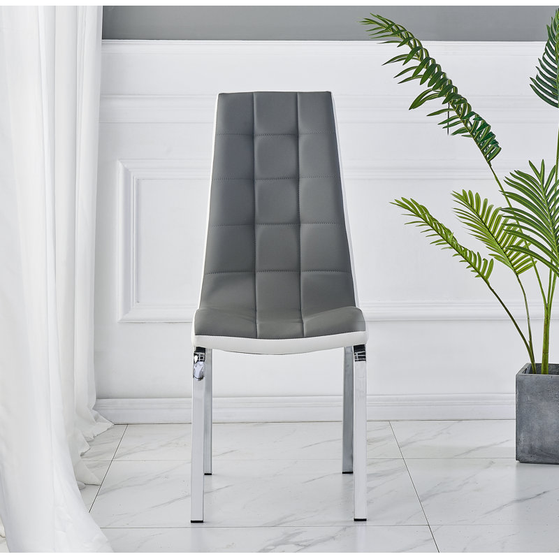 Shresbury 47cm H Upholstered Metal Side Chair, Grey