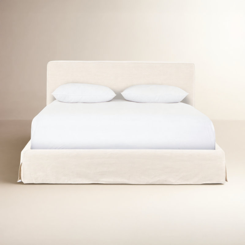 Vittorio Upholstered Platform Bed, Queen, Brussels Natural