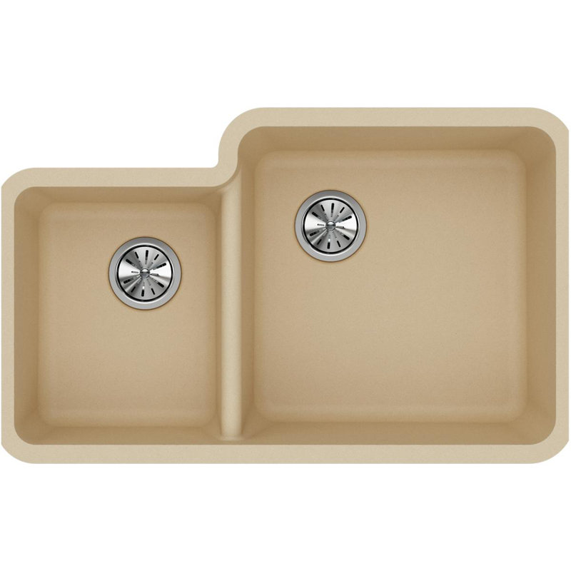 Évier de cuisine double sous-comptoir 33 po x 20-11/16 po x 9 po Quartz Classic, Sable