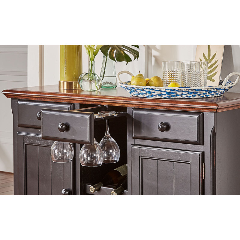 Letizia Solie Wood Server Sideboard, Oak/Black