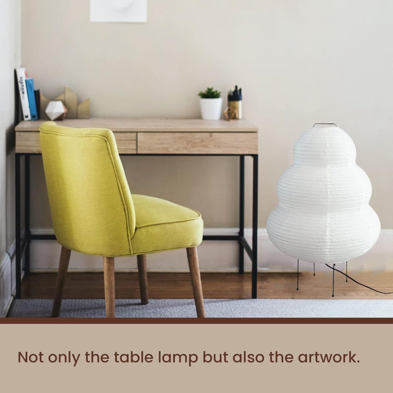 White Washi Paper Lantern Floor Lamp with Metal Base
