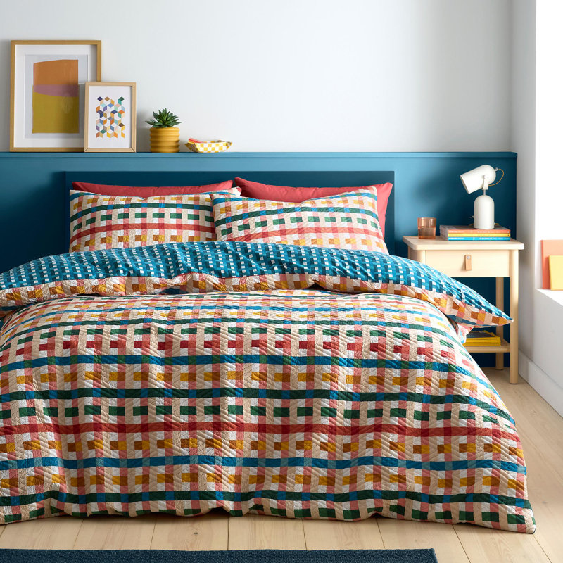Polyester Geometric Duvet Cover Set with Pillowcases Included, Super King Duvet Cover + 2 Standard Pillowcases