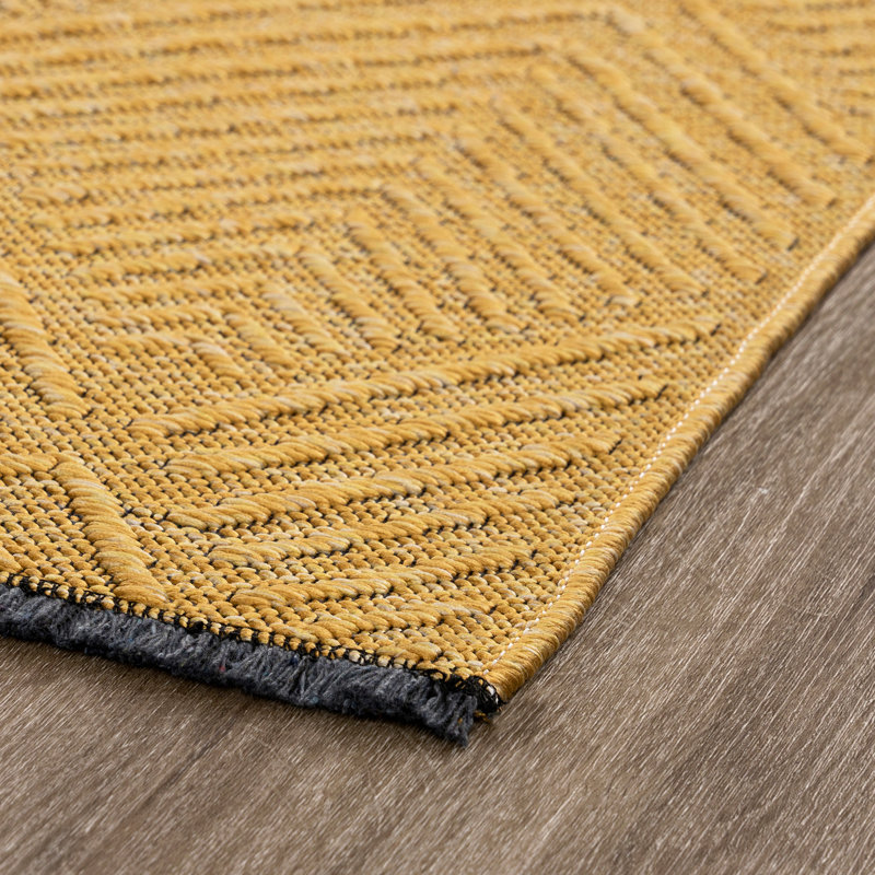 Breneisha Gold Machine Washable Non-Skid Rug, Rectangle 2' x 3'