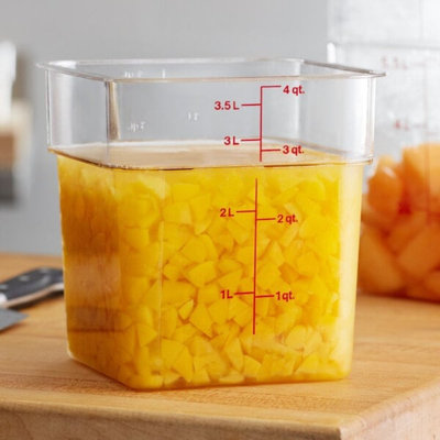 Cambro Camsquares Classic 4 Qt Clear Polycarbonate Food Storage Container – Durable, Stackable, NSF Listed For Commercial Kitchens