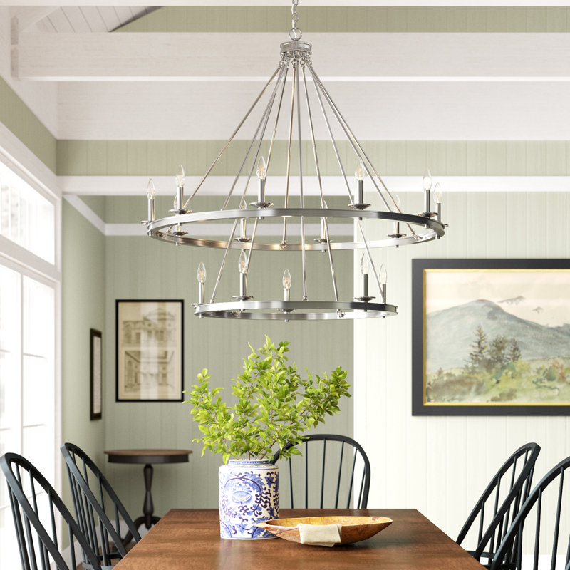 Poynor 15-Light Chandelier, Nickel poli