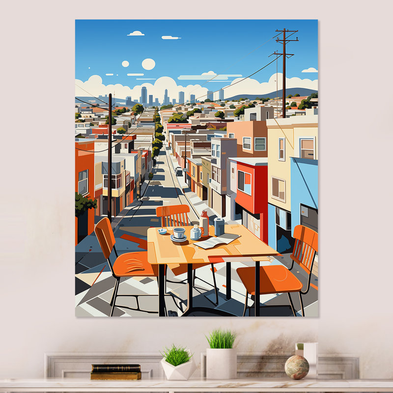 Art déco orange LA Vantage - art mural en métal City Art Deco, H 20 po x l 12 po x P 1 po