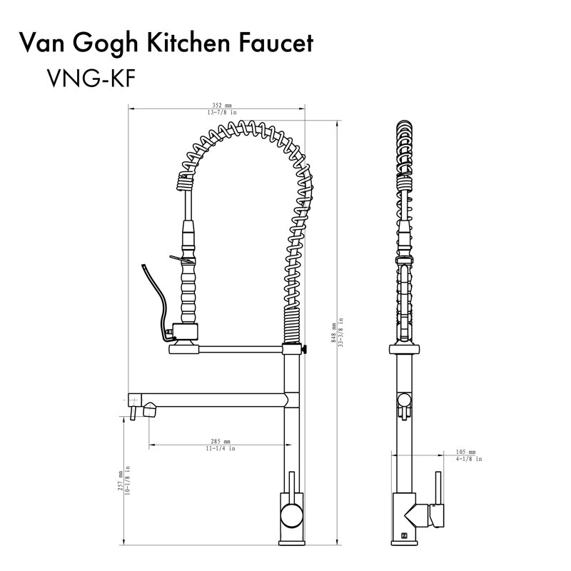 ZLINE Van Gogh Kitchen Faucet, Polished Gold