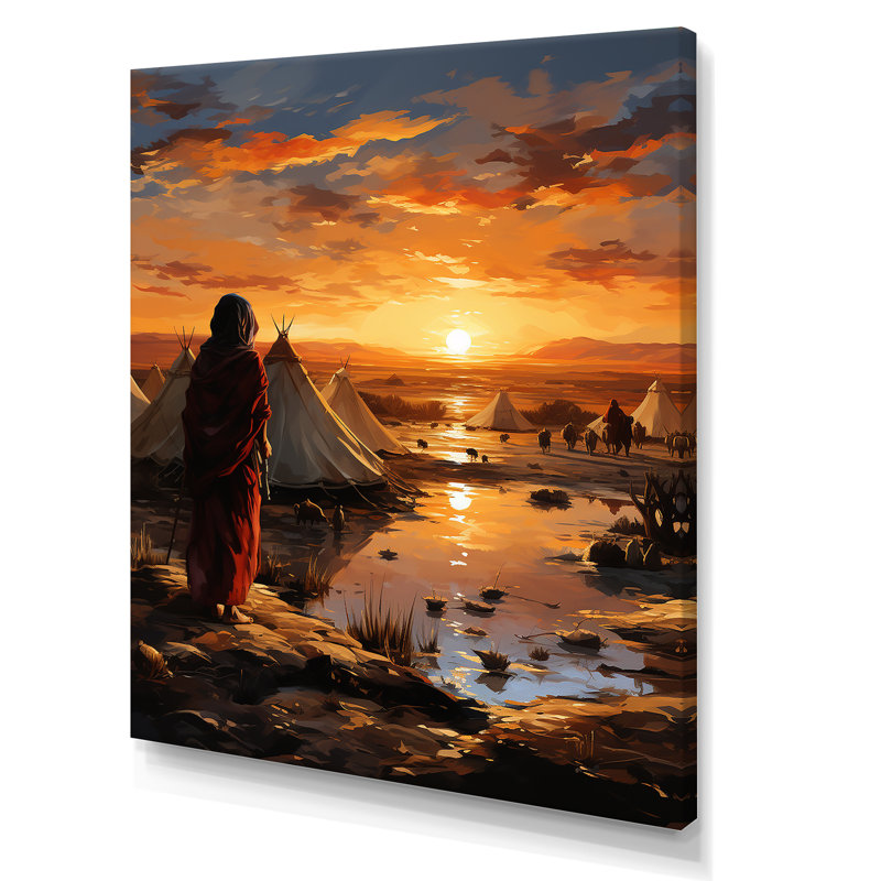 Tentes sahraouies, paysage africain I, Toile tendue, H 20 po x l 12 po x P 1 po