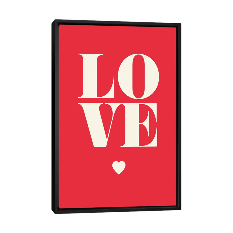 « love », impression sur toile, H 48 po x l 32 po x P 1,5 po, Toile avec cadre noir, Pas de tapis