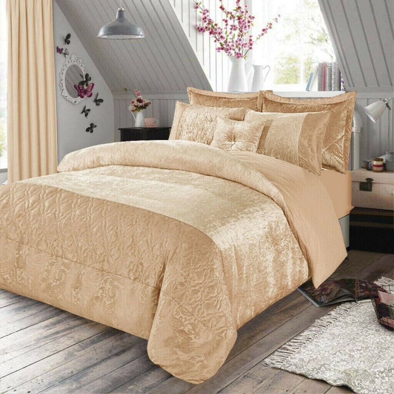 Santiago 3 Piece Crushed Velvet Duvet Cover Set Ultra Soft Luxurious and Easy Care Bedding, Double - 2 Standard Pillowcases