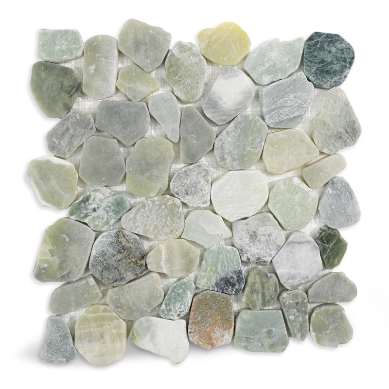 Carrelage mosaïque en pierre de couleur vert océan 11,8 x 11,8 po Adolif pour salle de bain, cuisine, plancher de douche, paquet de 5 feuilles, 4,8 pieds carrés