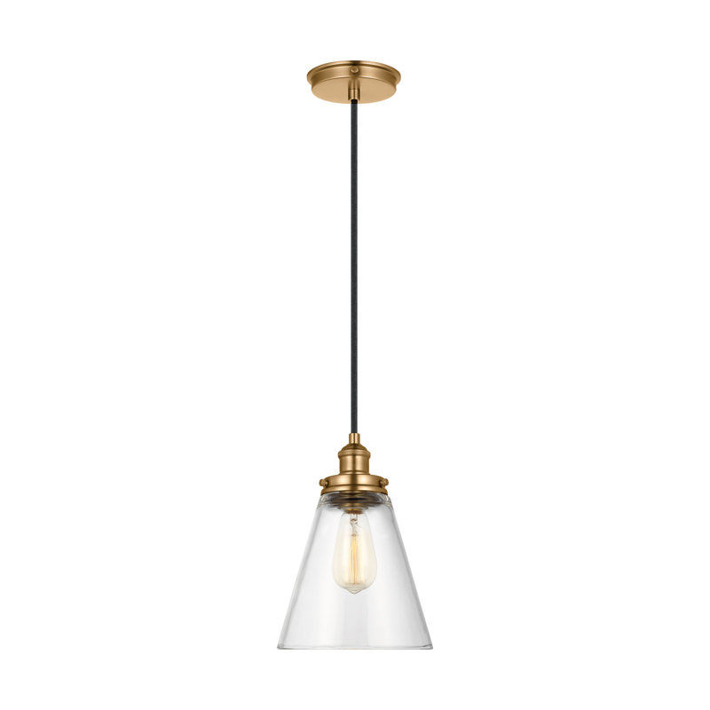 Topanga 1 - Light Single Pendant, 11.62" H x 8.5" W x 8.5" D, Satin Brass