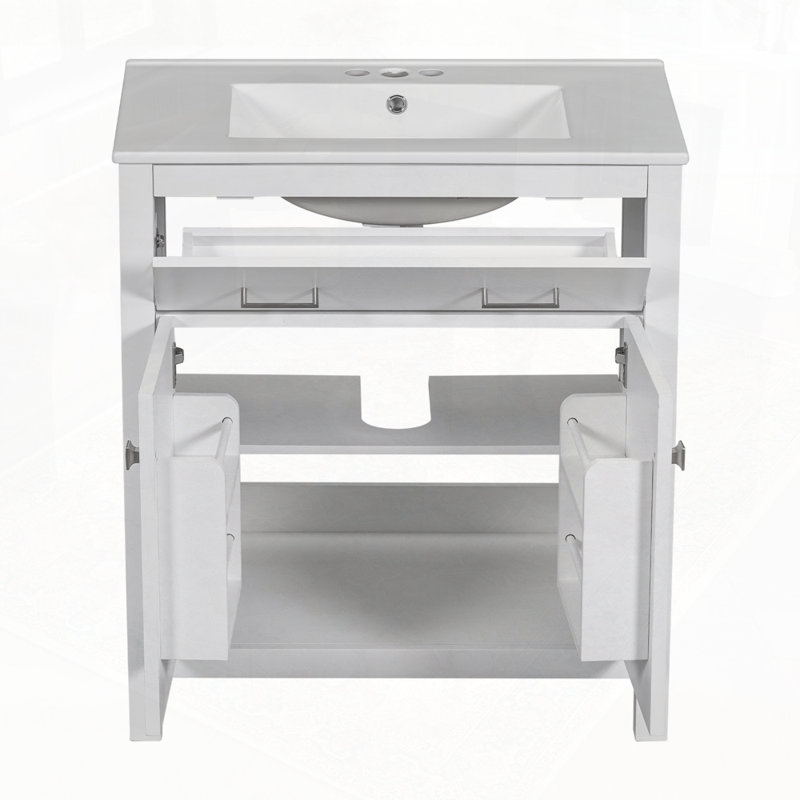 Bathroom Vanity with Ceramic Sink, White