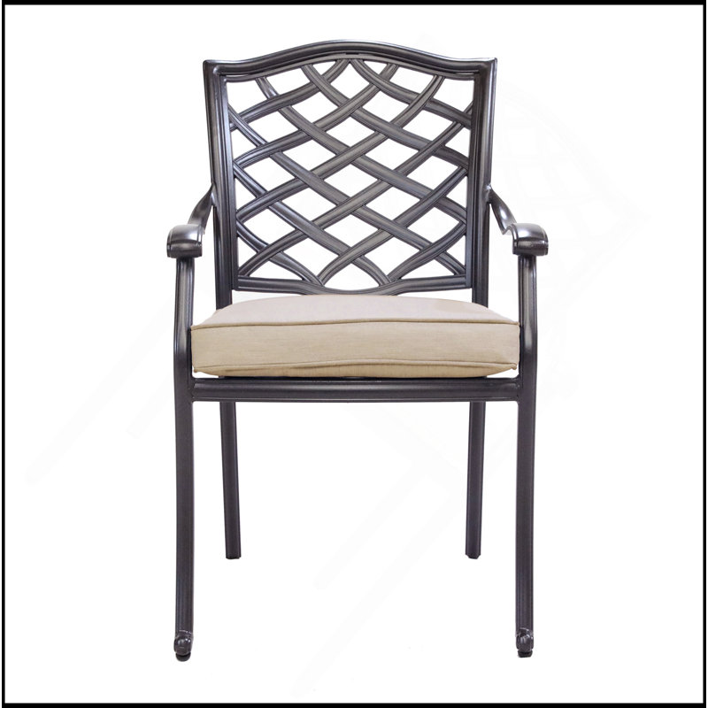 Chaise de salle à manger en fonte d'aluminium avec coussin, ensemble de 2