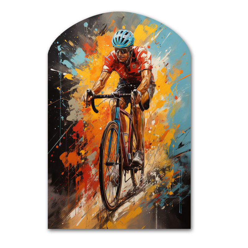 Vélo «Bold Rides I» - décoration murale en métal vélo asymétrique, impression de sculpture murale en métal Arch