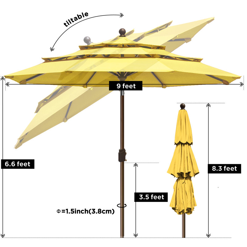 Parasol de marché 9 pi Kasia, Jaune