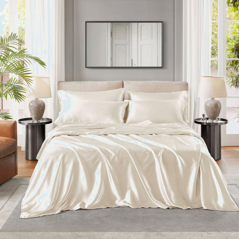 Luxury Sheet Set, Ivory, Twin Coverlet + 3 Additional Pieces