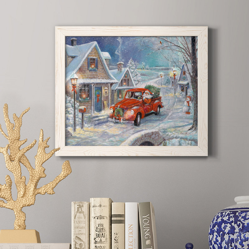Santa's Tree Farm - reproduction d'art sur toile, H 20 po x l 17 po x P 1,5 po, Blanc