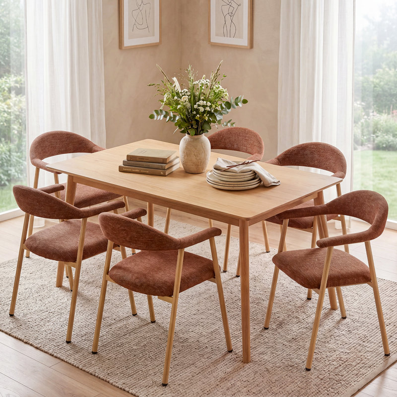 Chaises de salle à manger rembourrées Modern, 6, Orange