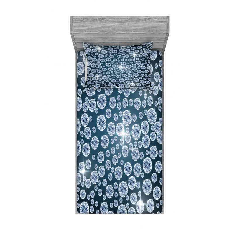 Microfiber Geometric Sheet Set, Twin Sheet Set with Fitted Sheet