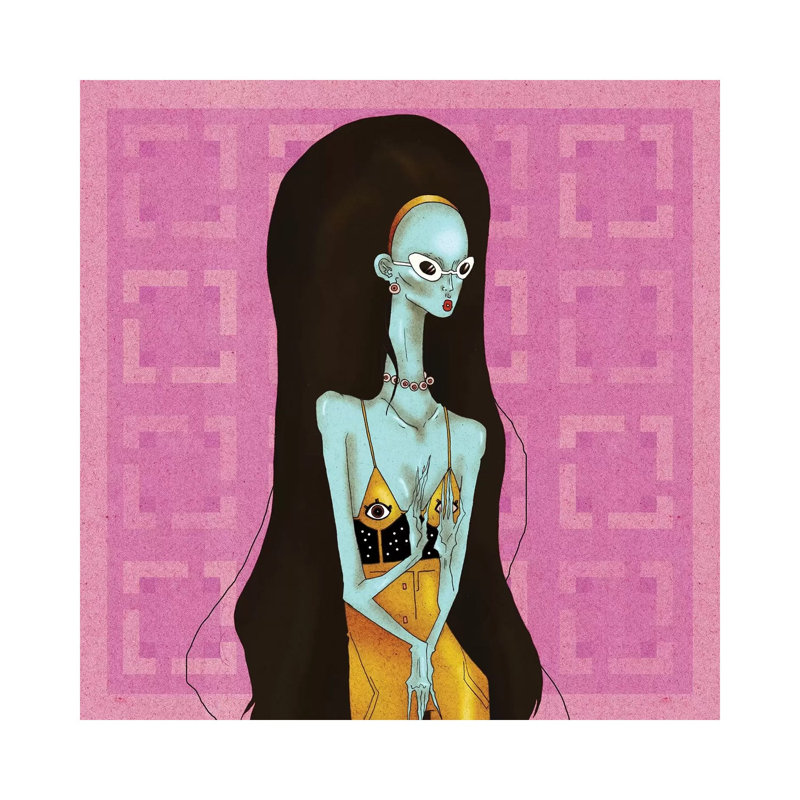 Retro Alien by DEMÖ - Wrapped Canvas Gallery-Wrapped Canvas Giclée, 30.48 cm H x 30.48 cm W