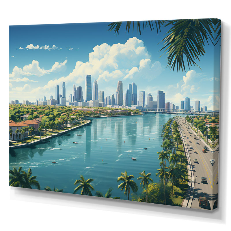 «Miami Sunshines State III», reproduction sur toile, H 16 po x l 32 po x P 1 po, Toile tendue