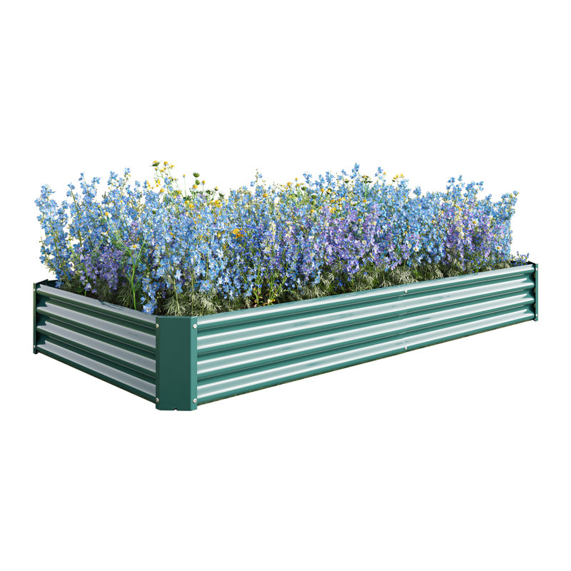 Raised Garden Bed Kit - Metal Raised Bed Garden 7.6X3.7X0.98Ft For Flower Planters, Vegetables Herb Green, Green