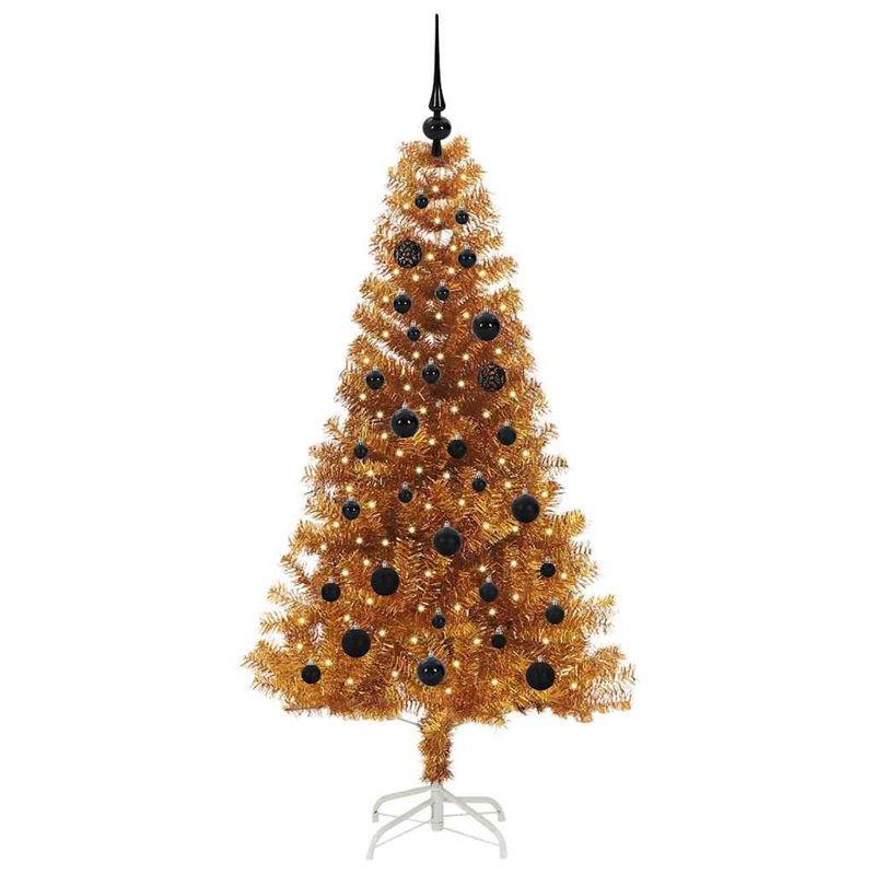 vidaXL Christmas Tree with 150 LEDs with Stand Gold PET, 4.92 ft