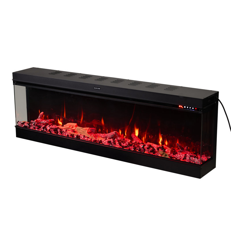 Ivy Bronx Black Electric Fireplace with 5120 BTU, 50cm H x 125cm W x 24cm D