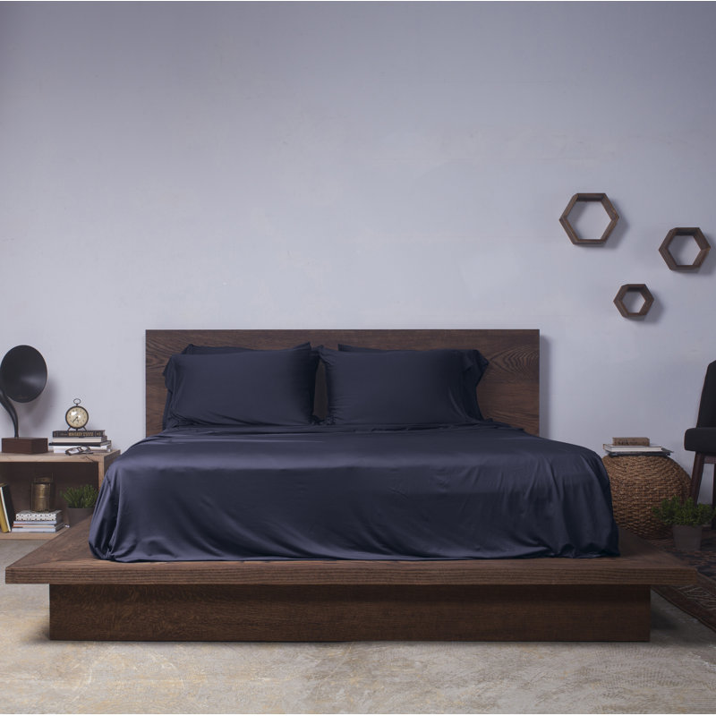  Ensemble de draps de couleur unie, Ensemble de drap pour lit très grand avec drap-ho, Marine