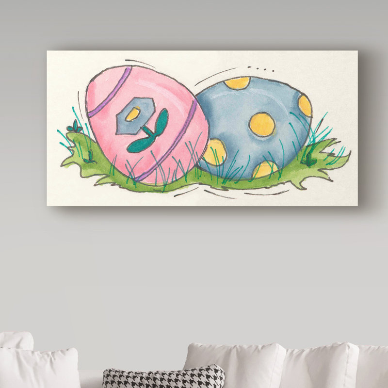 « pâques œufs centrés », art sur toile, H 16 po x l 32 po x P 2 po