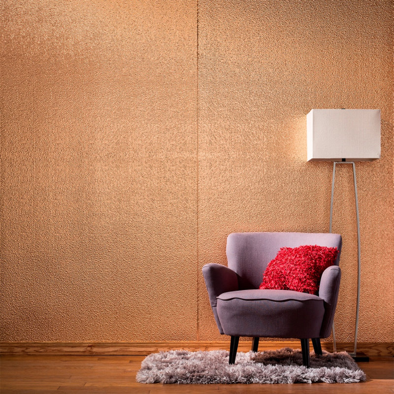 Panneau mural décoratif en vinyle martelé 4 pi x 8 pi FASÄDE, Cuivre poli