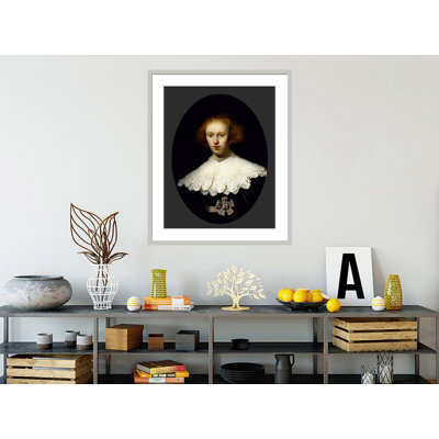 Portrait d'une jeune femme par Rembrandt van Rijn - Estampe numérique encadrée