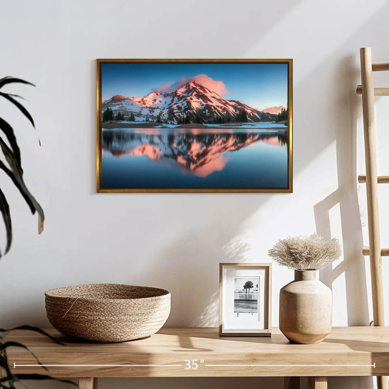 South Sister Mountains, Cadre flottant doré, 19 po x 13 po